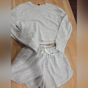 Art Class Light Gray Waffle Knit Loungewear Set Girls Medium (8) GUC